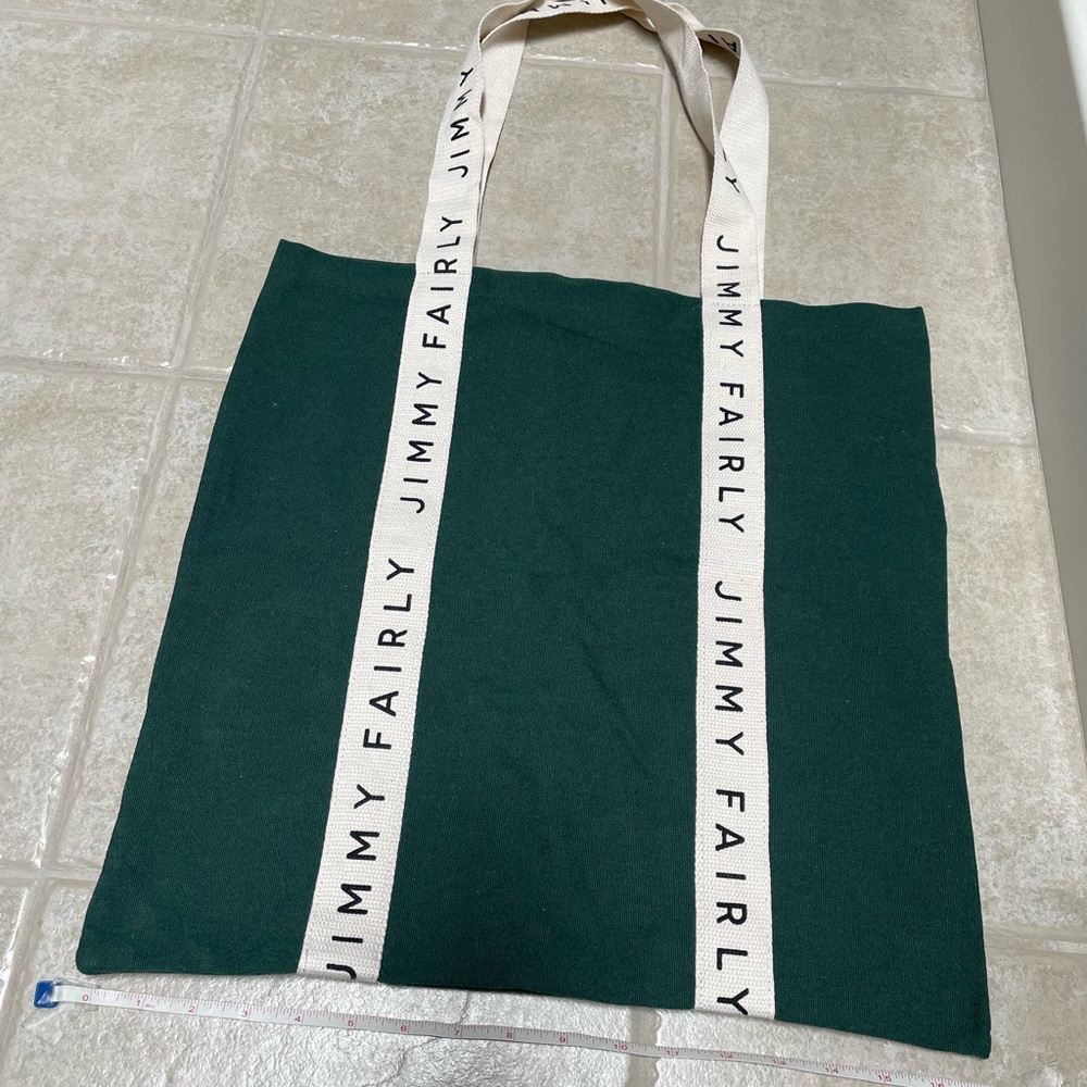 Jimmy Fairly Dark Green Canvas Tote with Branded Cream Straps